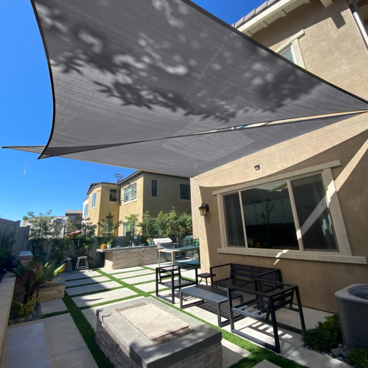 SUNLAX Sun Shade Sail 10' x 10' x 14' dark grey front view