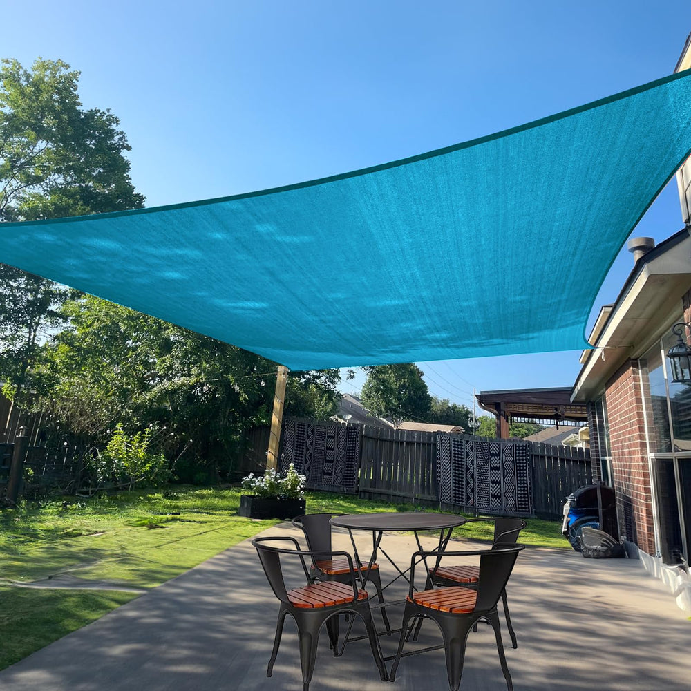 SUNLAX Sun Shade Sail 7' x 13' turquoise blue front view
