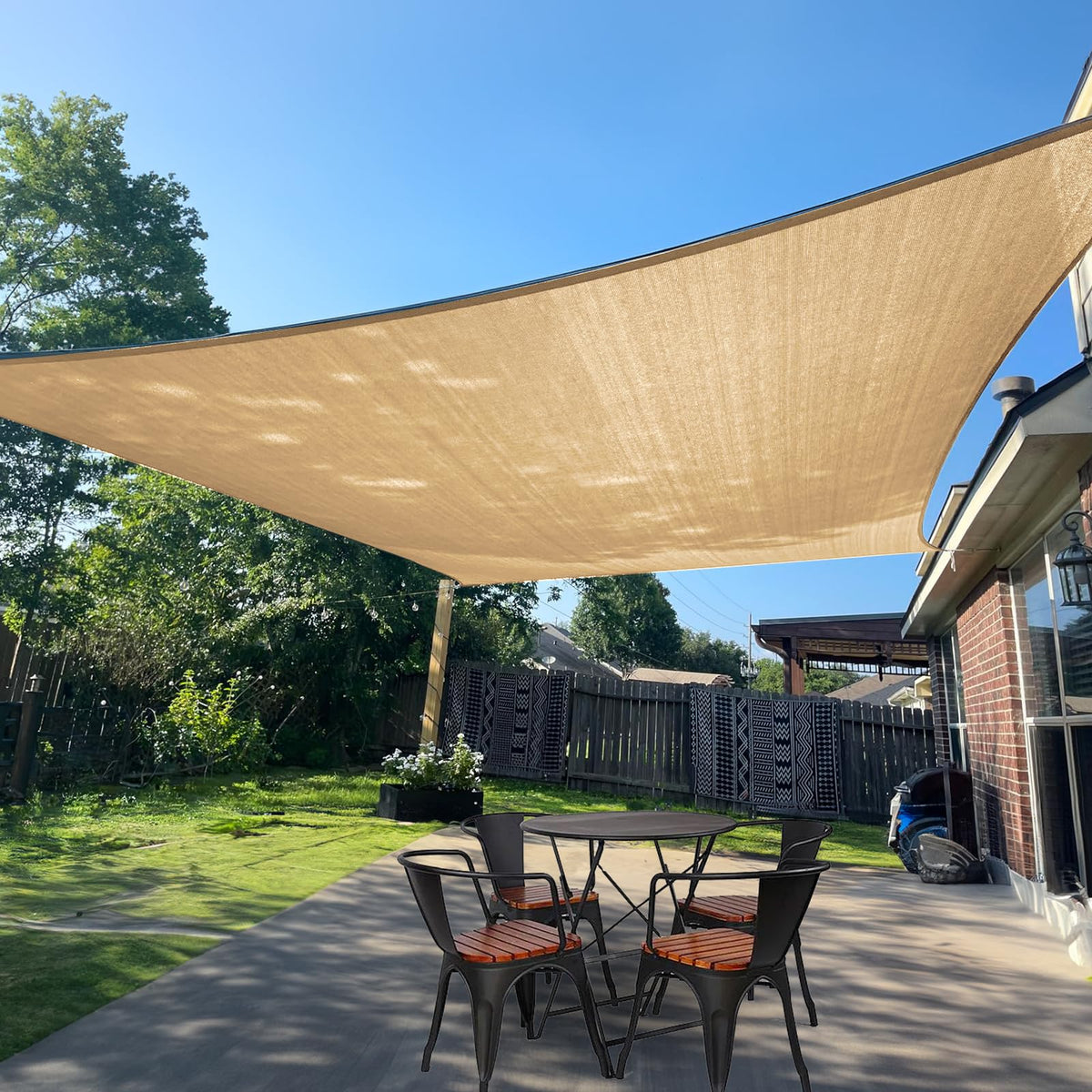 SUNLAX Sun Shade Sail 8' x 12' Sand front view