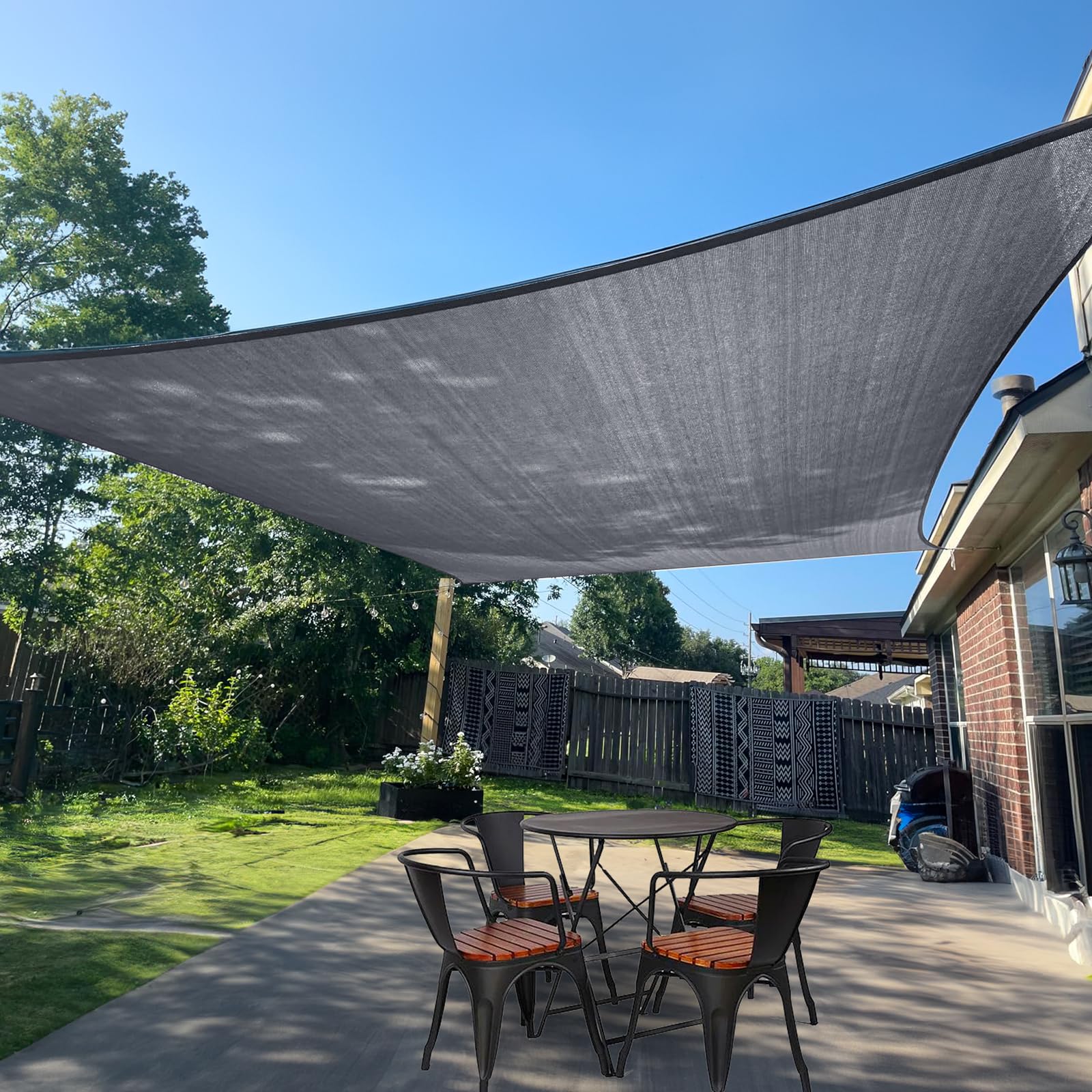 SUNLAX Sun Shade Sail 8' x 8' Dark Grey front view