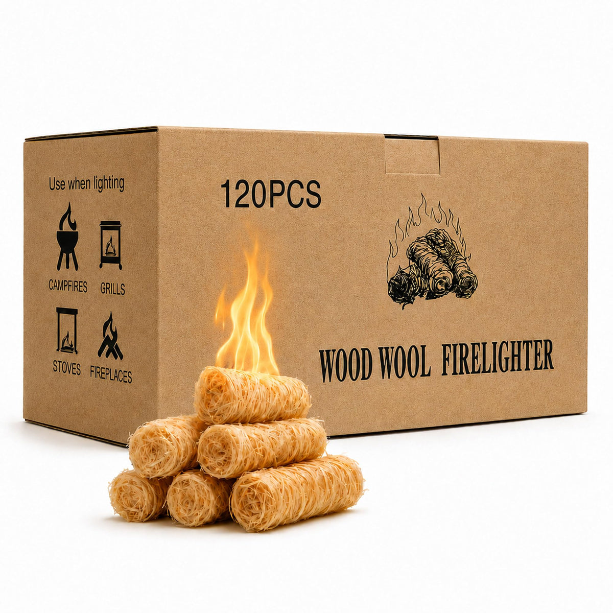 SUNLIFER 120 PCS fire starter, natural wax and sawdust