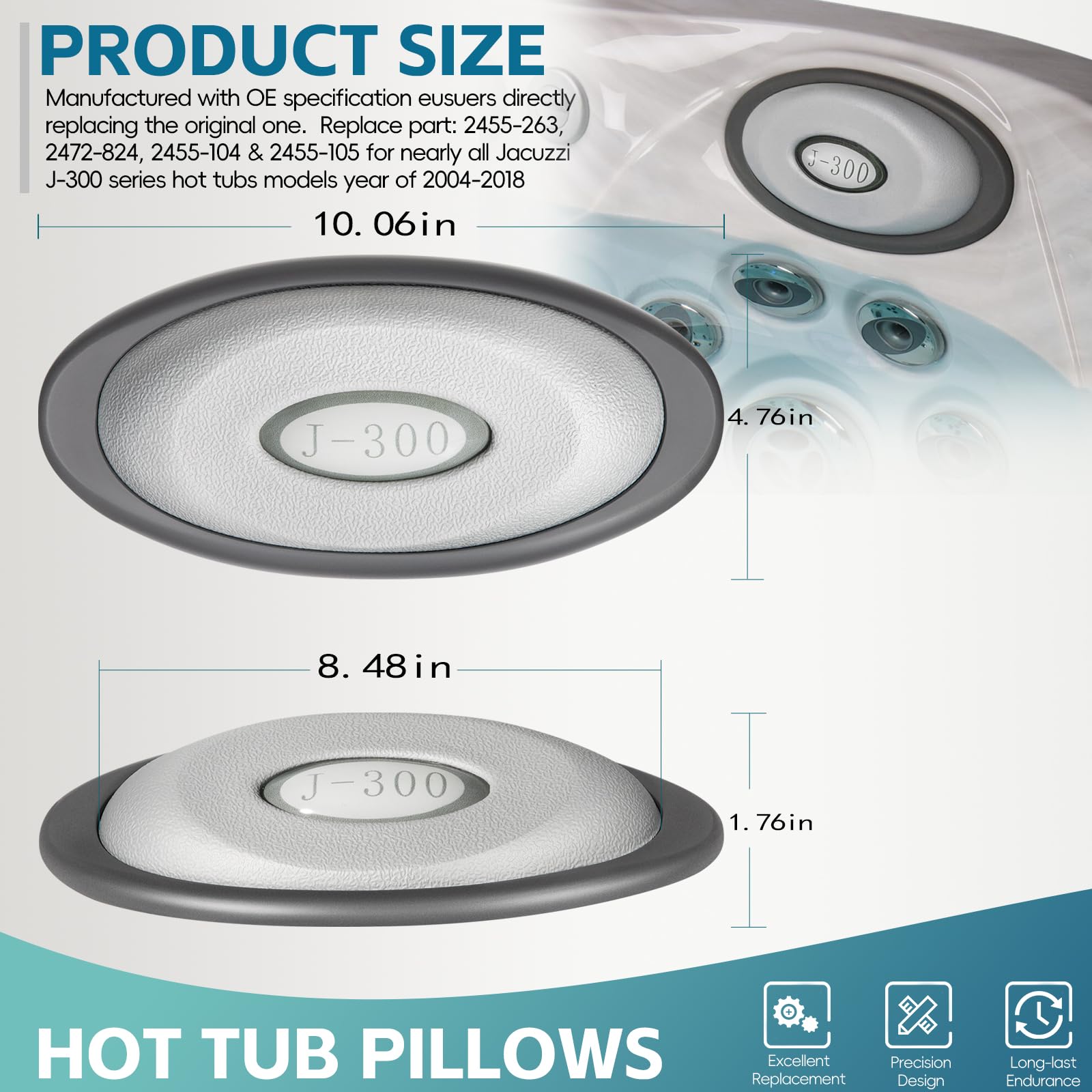 Sunluway spa pillow in use in hot tub