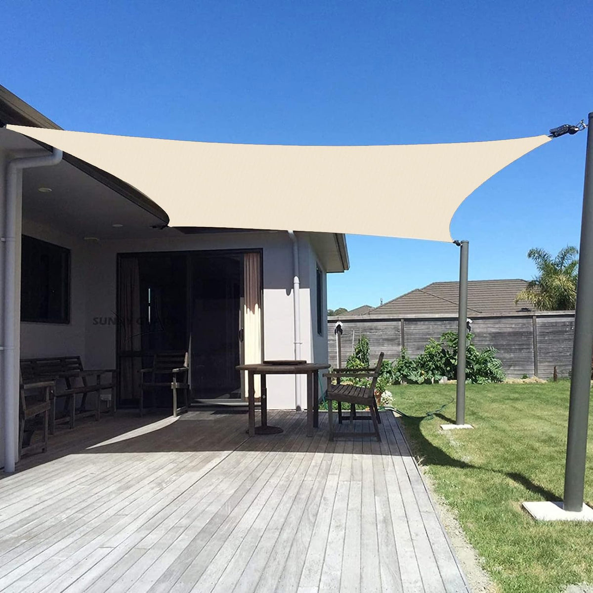 SUNNY GUARD 10' x 16' Rectangle Shade Sail in Butter Cream