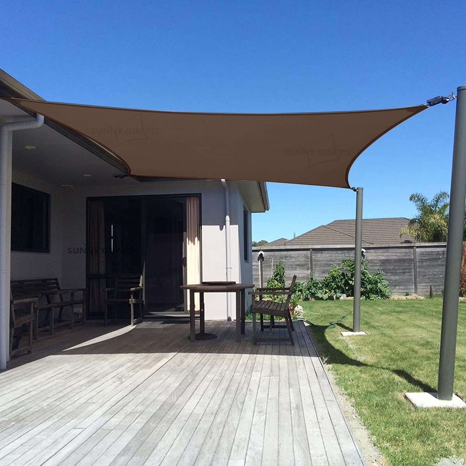 SUNNY GUARD 10' x 20' brown shade sail front view
