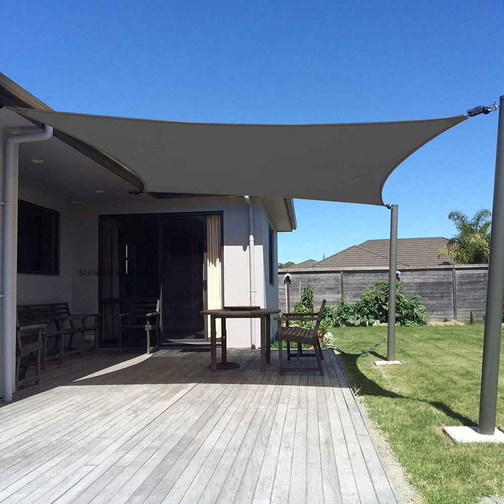 SUNNY GUARD 12' x 12' shade sail in graphite grey front view