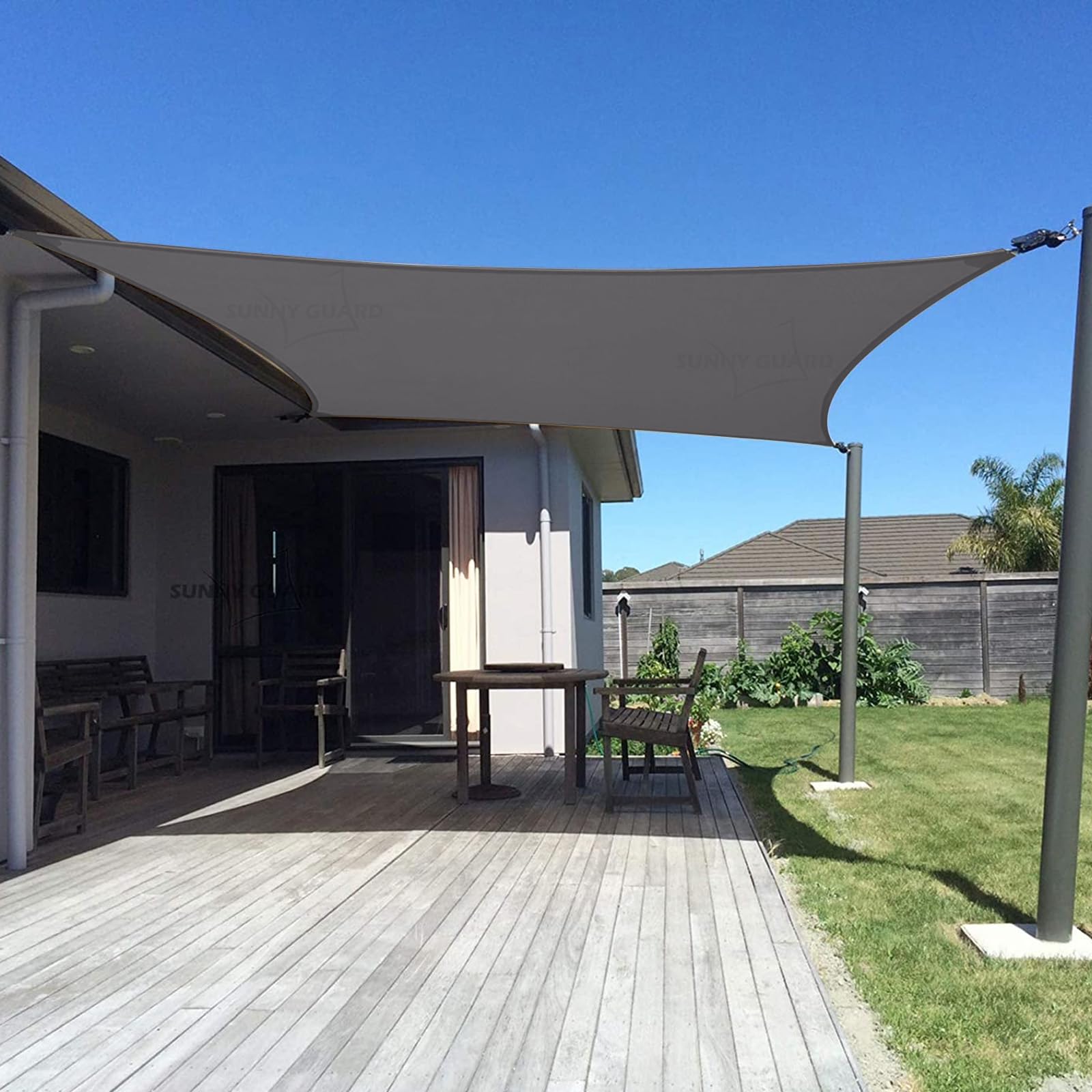 SUNNY GUARD 14' x 18' Rectangle Shade Sail in Dark Grey
