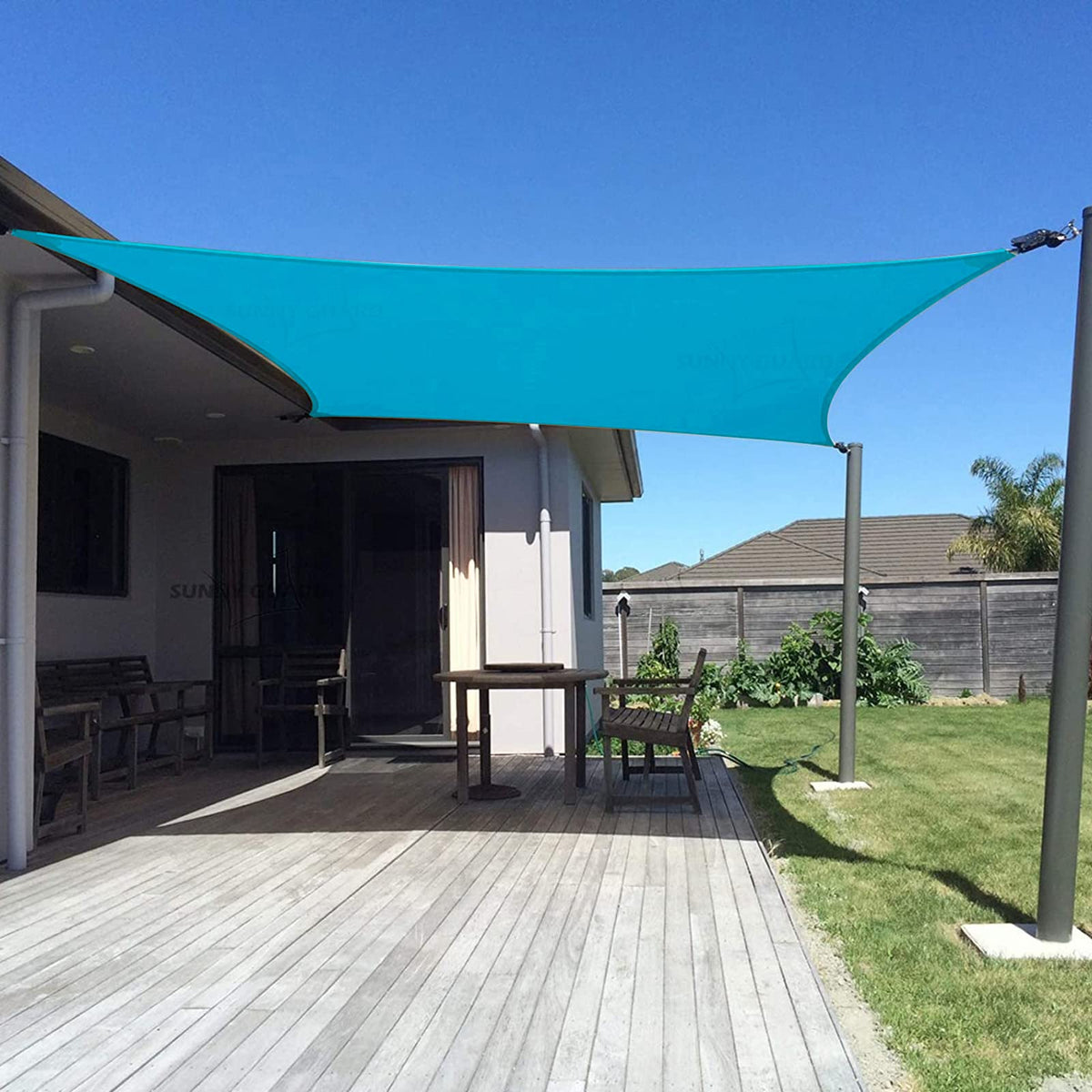 SUNNY GUARD 7' x 13' Rectangle Shade Sail in turquoise blue