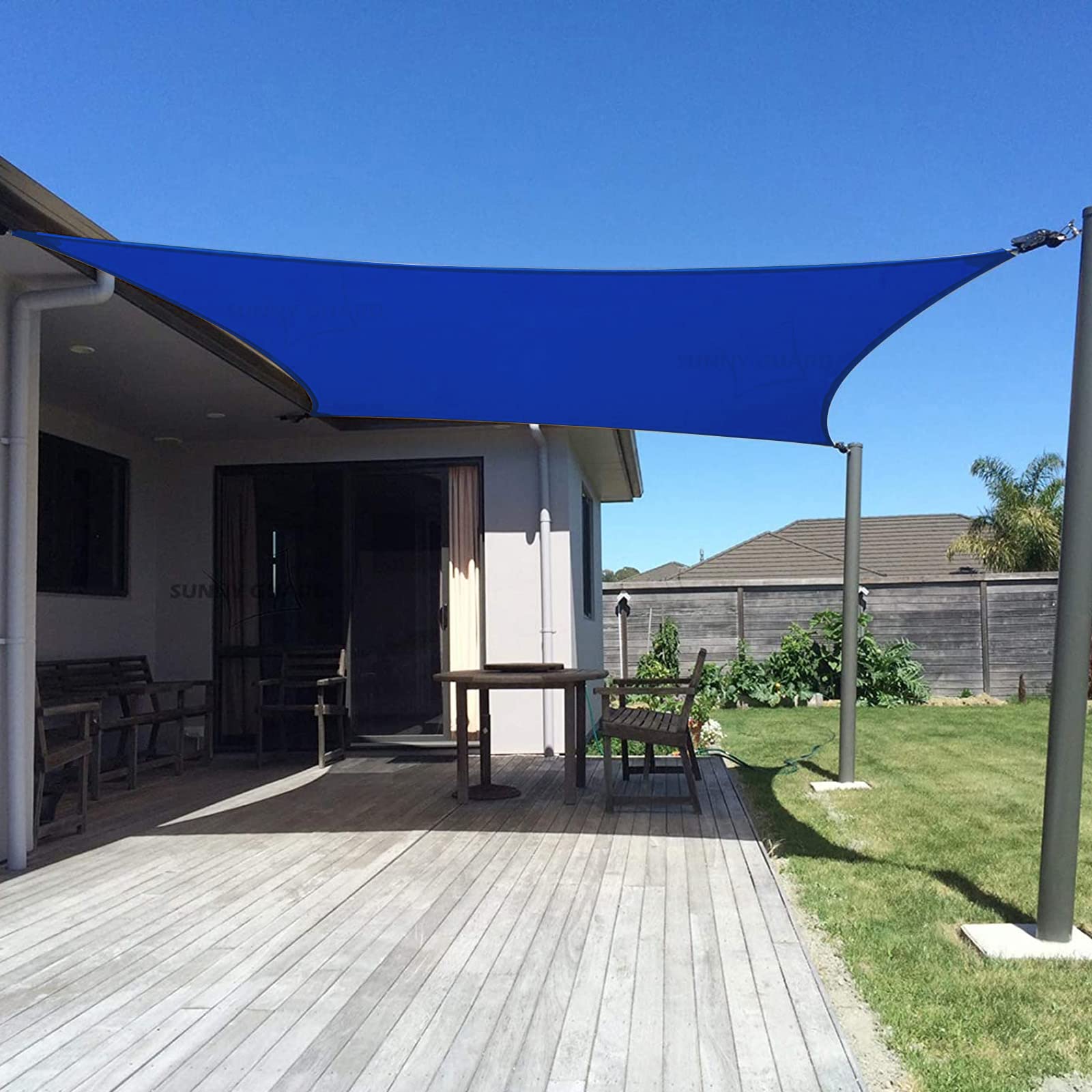 SUNNY GUARD 8' x 12' blue shade sail front view