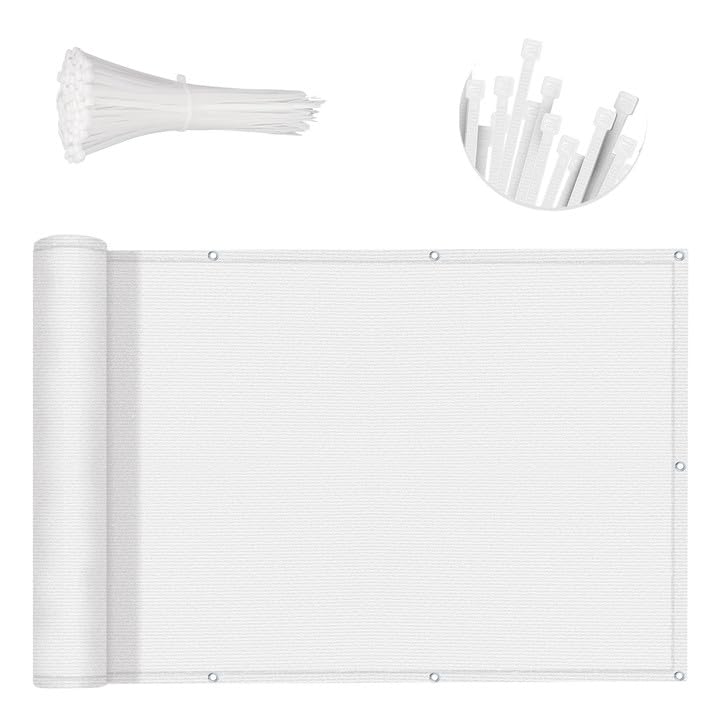 SUNNY GUARD Balcony Privacy Screen 3' x 11' White front view