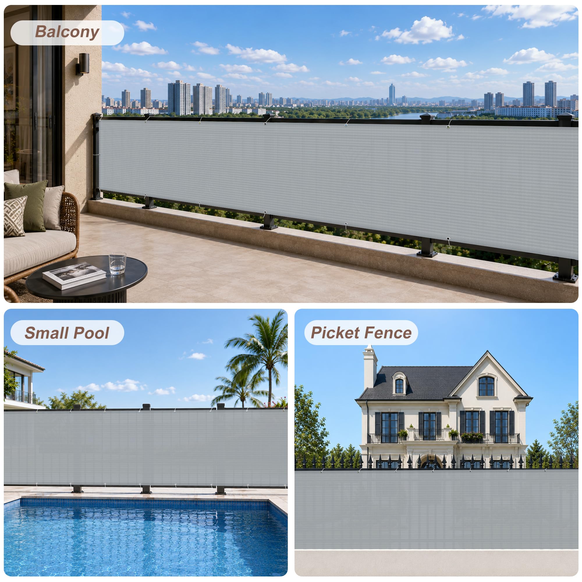 SUNNY GUARD Privacy Screen blocking visibility on a patio