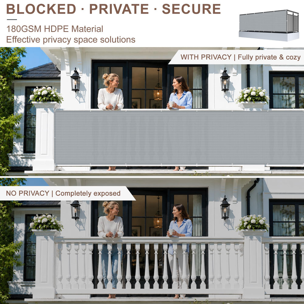SUNNY GUARD Privacy Screen installed on a balcony railing