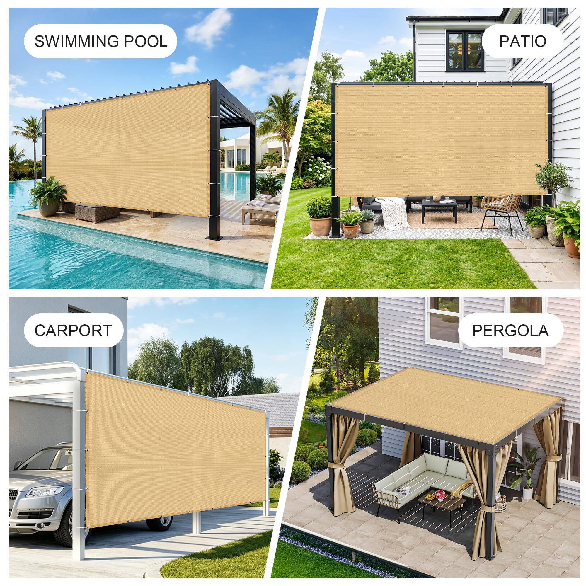SUNNY GUARD Shade Cloth 6'x10' Sand folded for storage