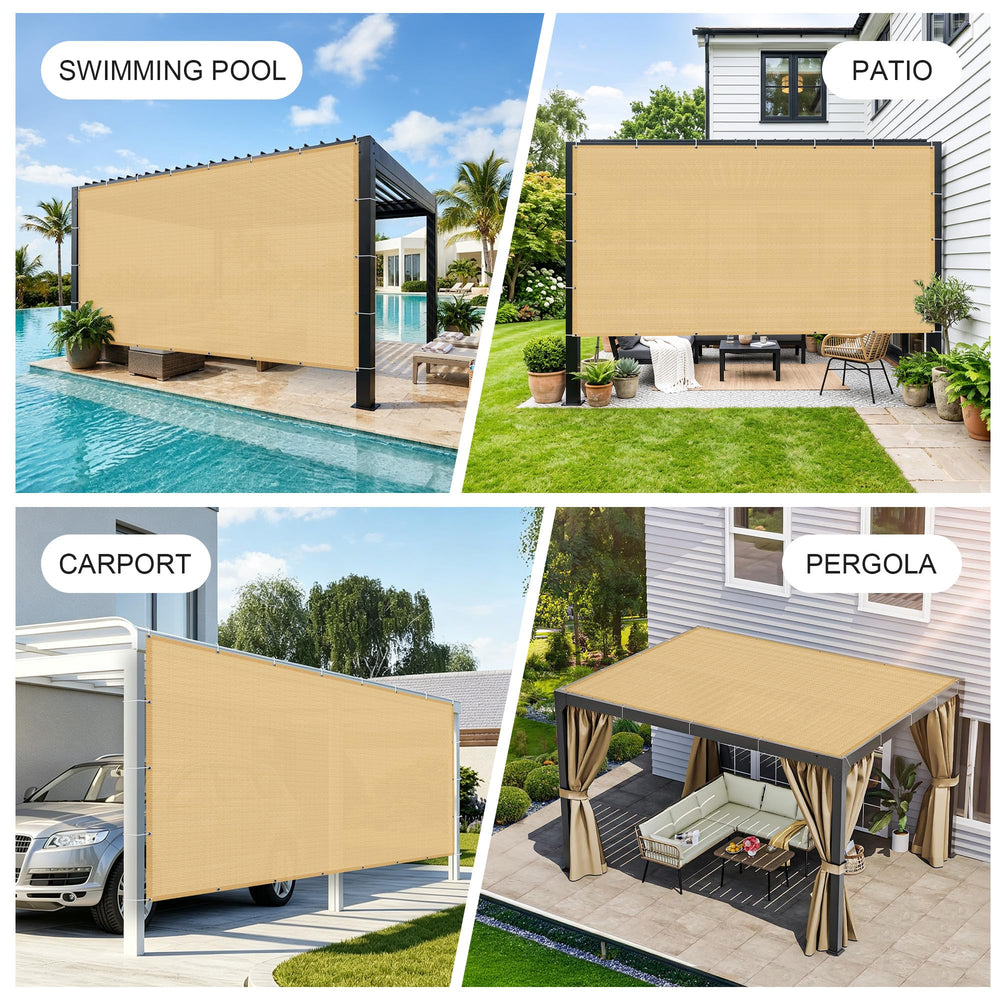 SUNNY GUARD Shade Cloth 6'x10' Sand folded for storage