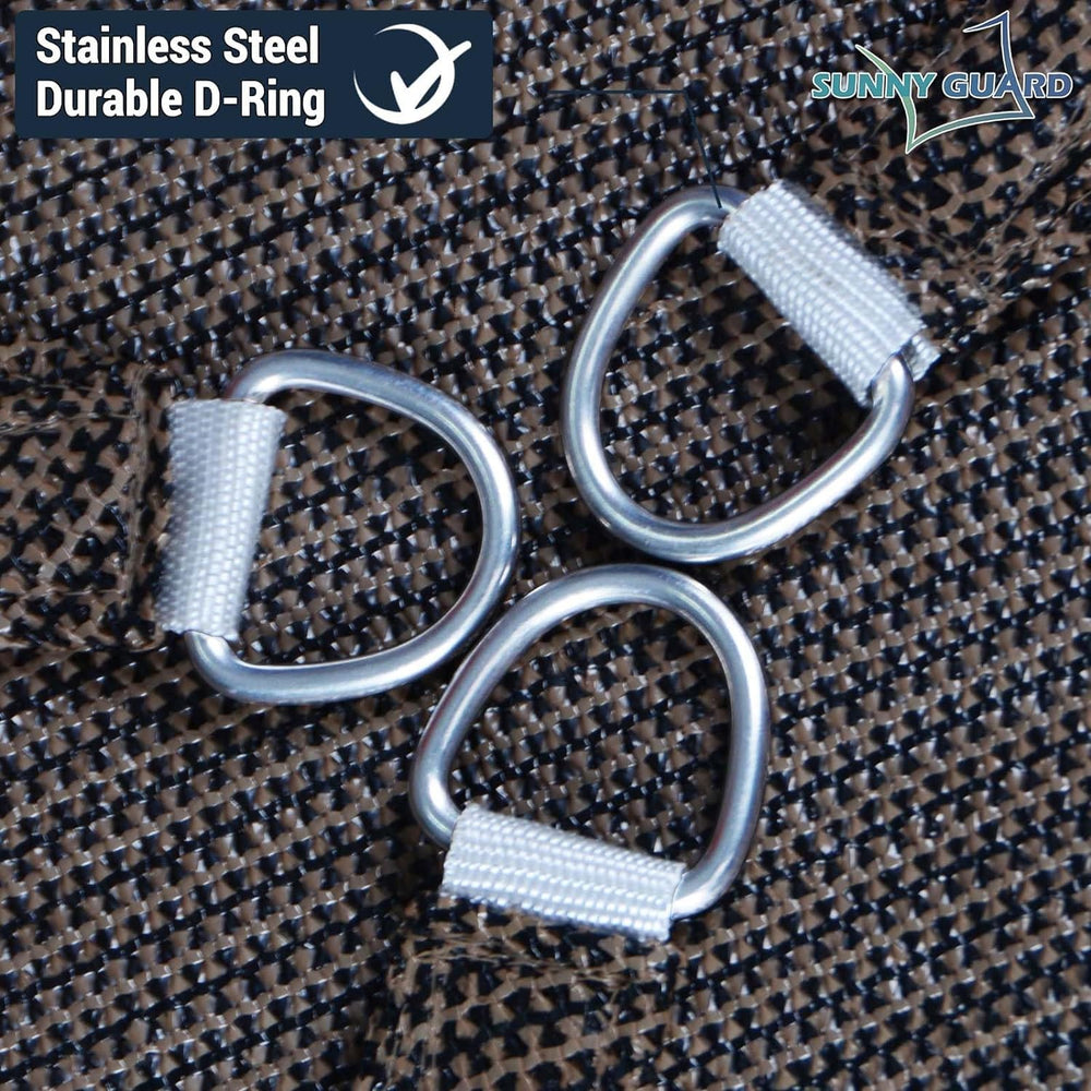 SUNNY GUARD shade sail displayed in a backyard