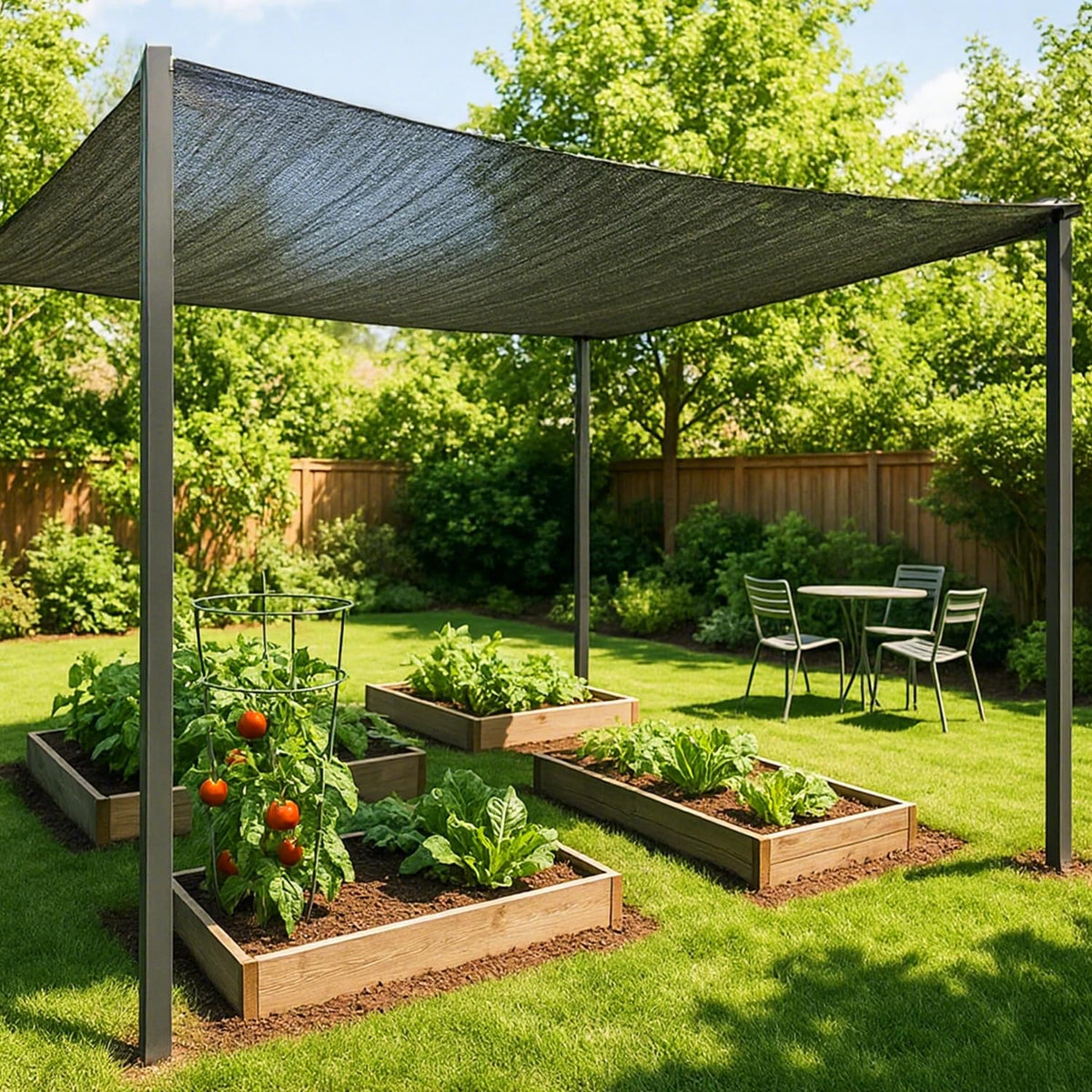 SUNNY GUARD Sun Shade Cloth 6 x 8 FT black HDPE front view