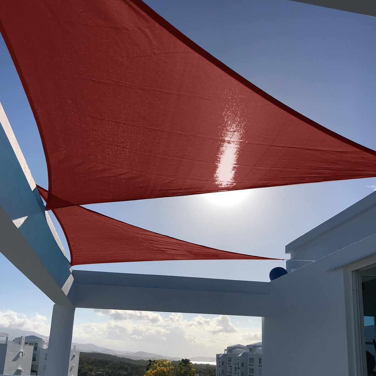 SUNNY GUARD Triangle Shade Sail Terra Red front view