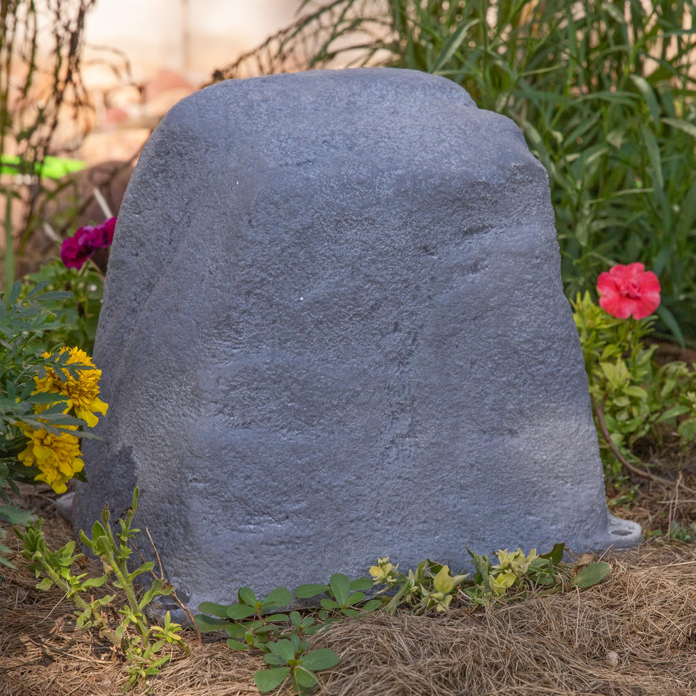 Sunnydaze 11-inch faux landscape rock cover displayed in yard