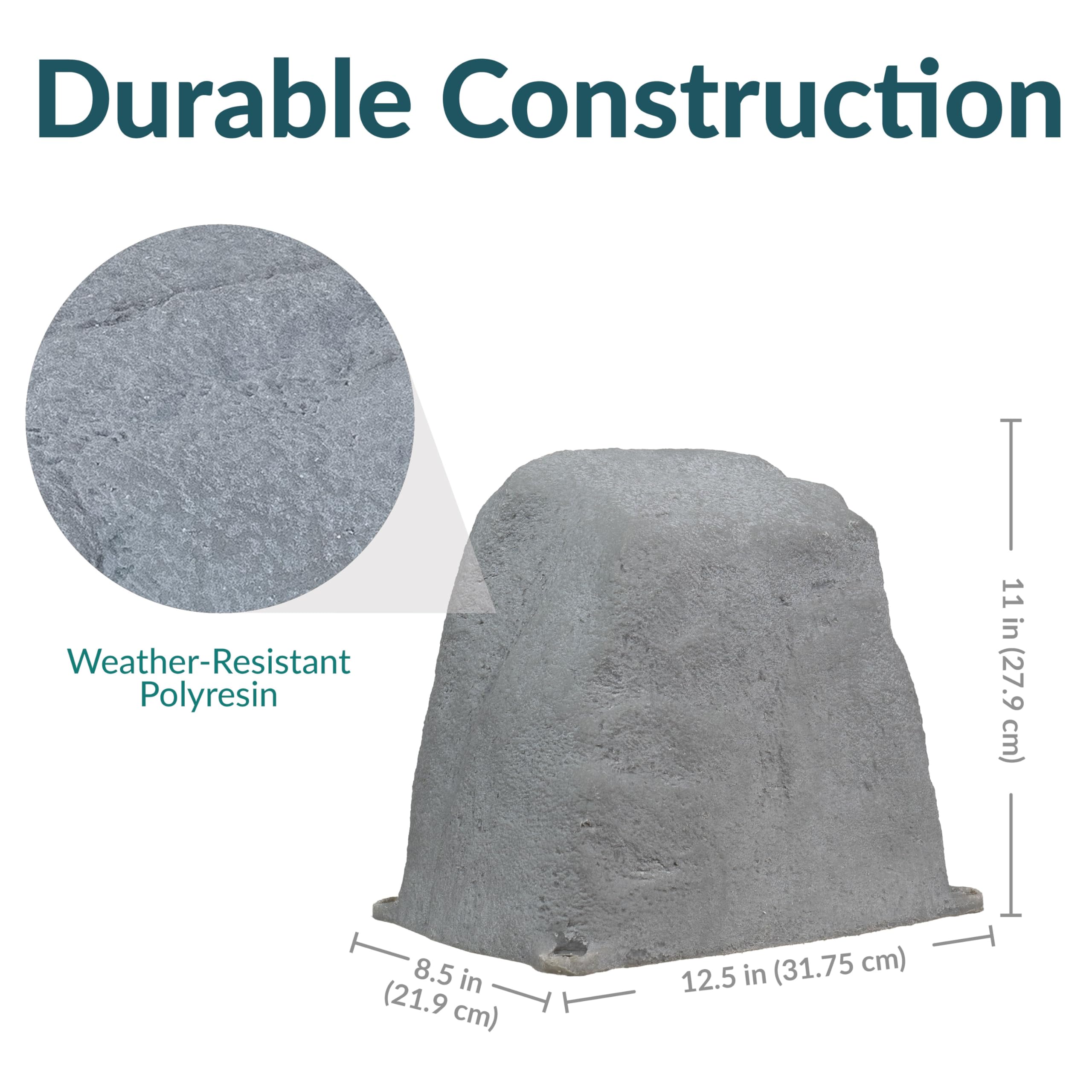 Sunnydaze 11-inch faux landscape rock cover next to real stones