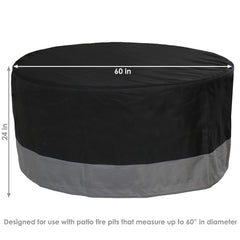Sunnydaze Decor fire pit cover on a patio fire pit