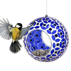 Sunnydaze Mosaic Glass Bird Feeder front view in lavender