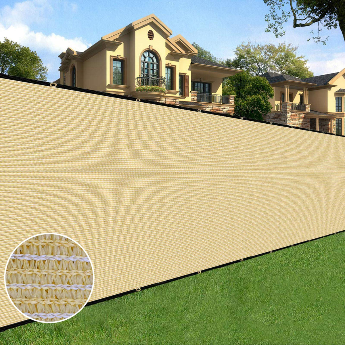 Sunnyglade 4 ft x 50 ft Privacy Screen Fence in Sand colour