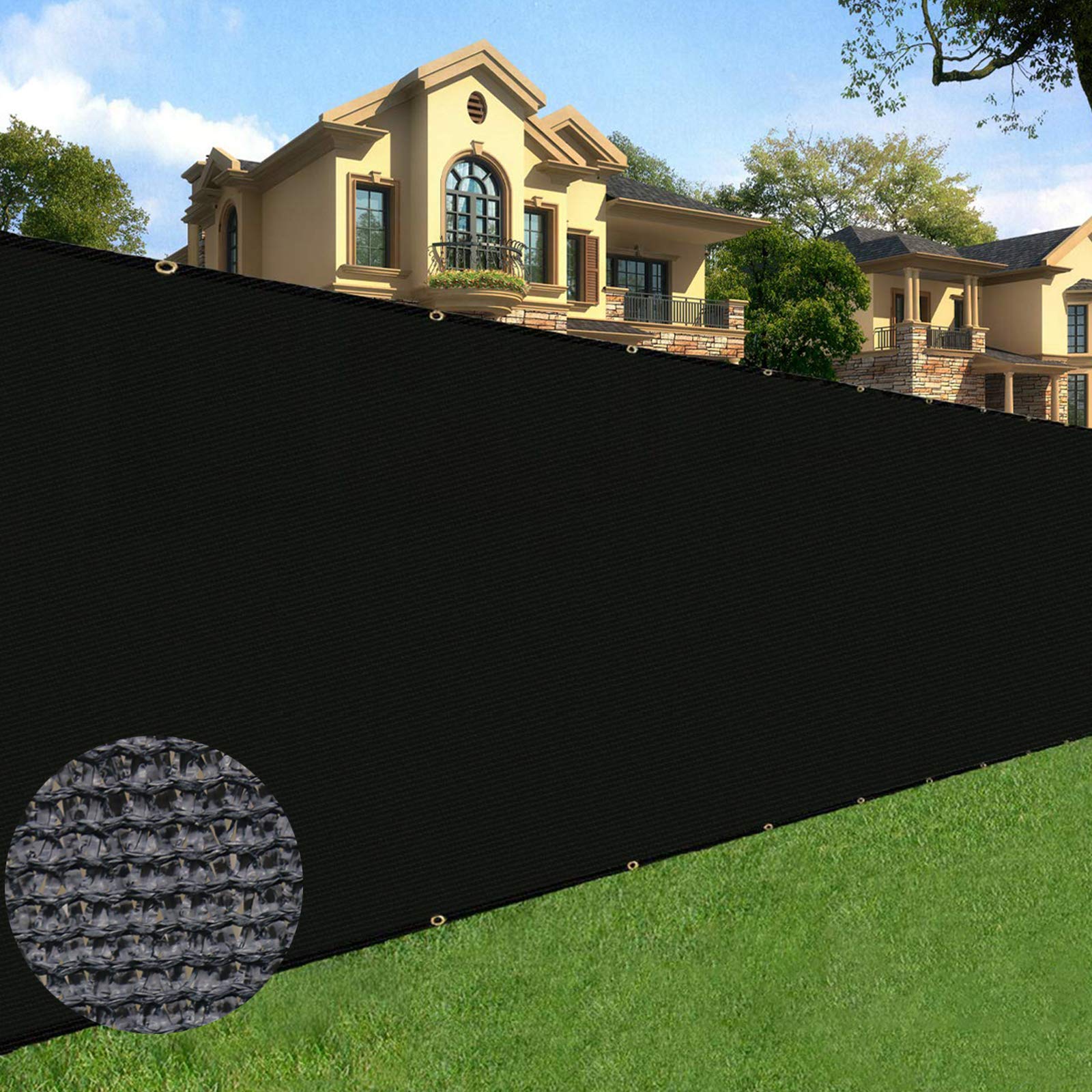 Sunnyglade 6 ft x 50 ft black privacy screen fence front view