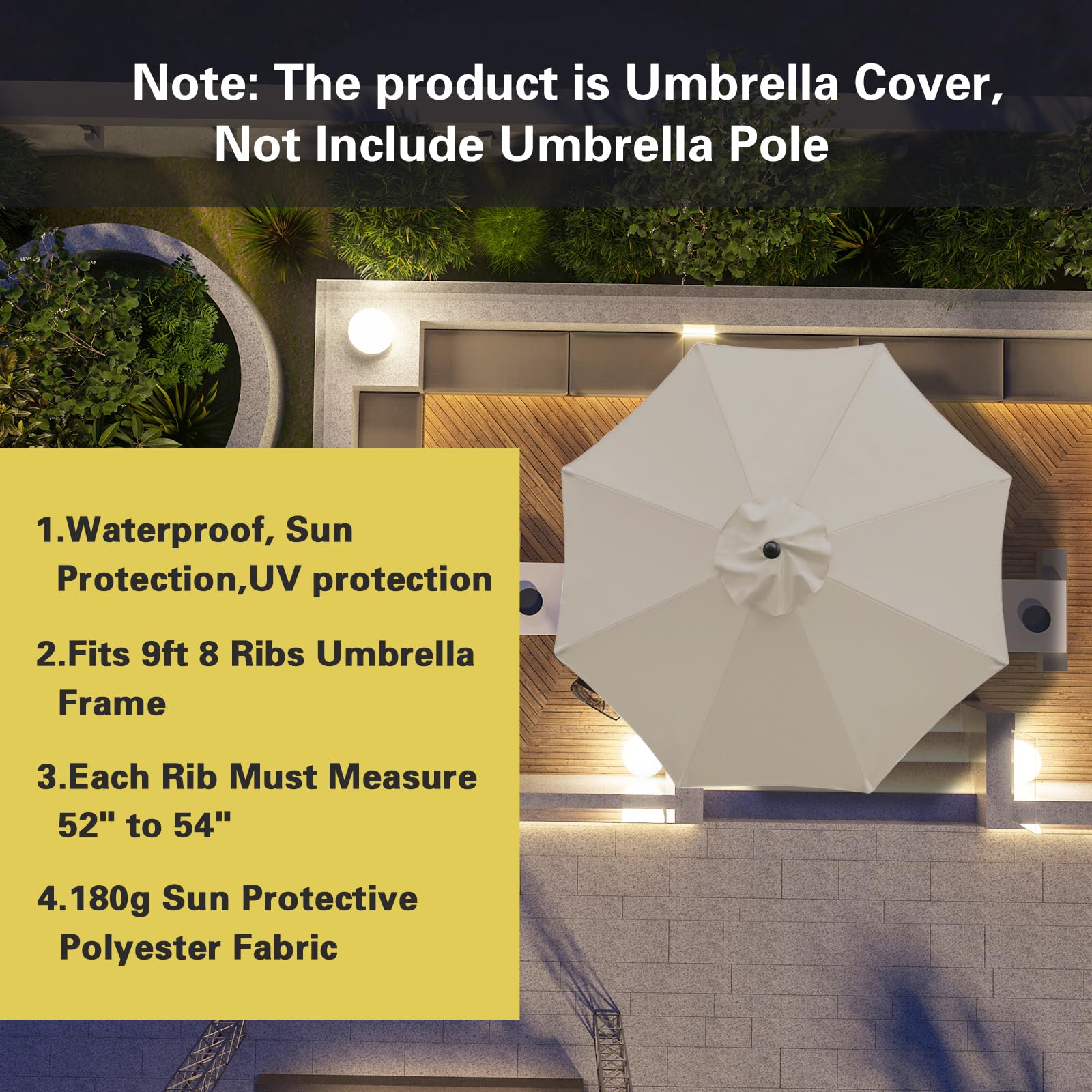 Sunnyglade 9ft Patio Umbrella Replacement Canopy light brown folded view