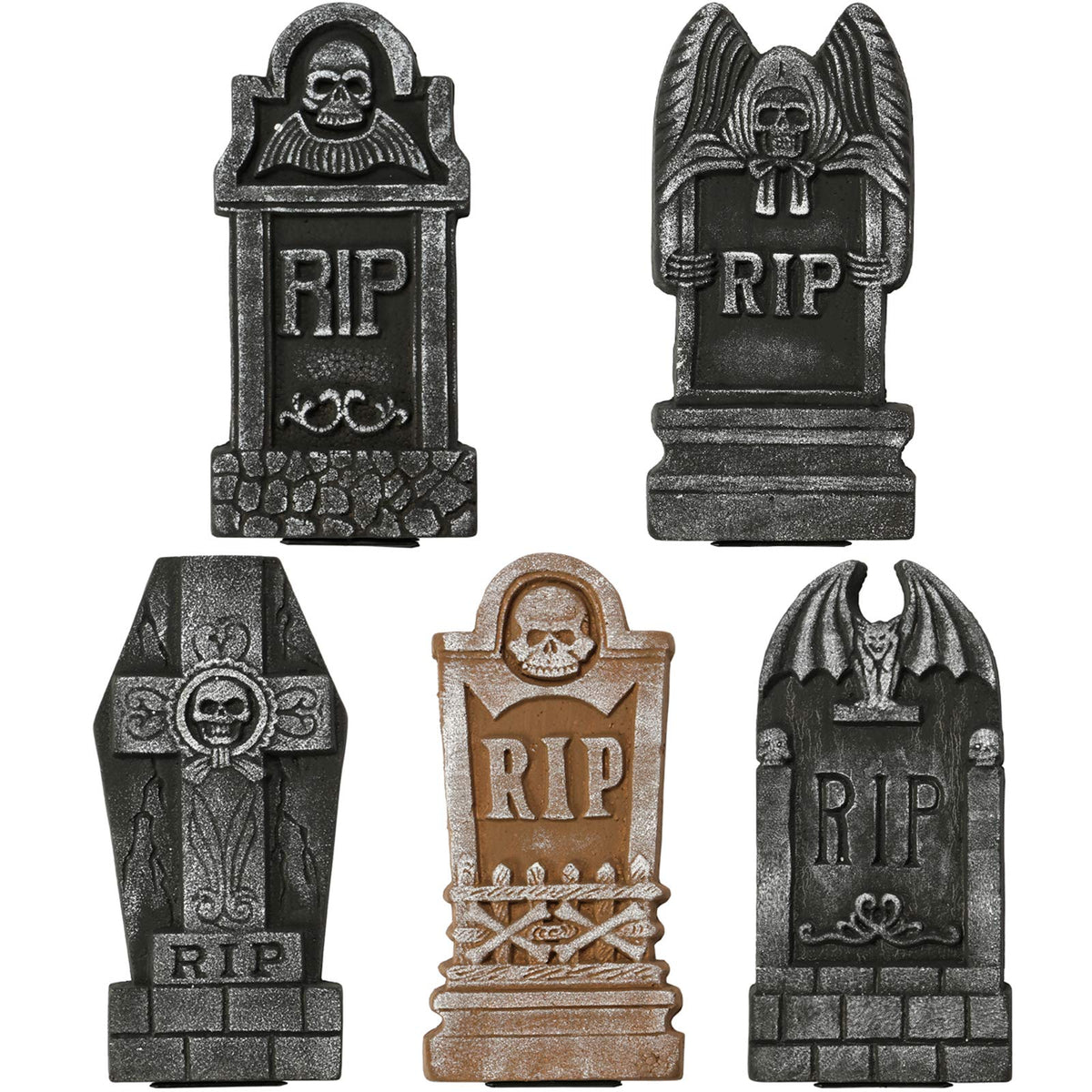 Sunnyglade Halloween Foam Tombstones front view with RIP markings