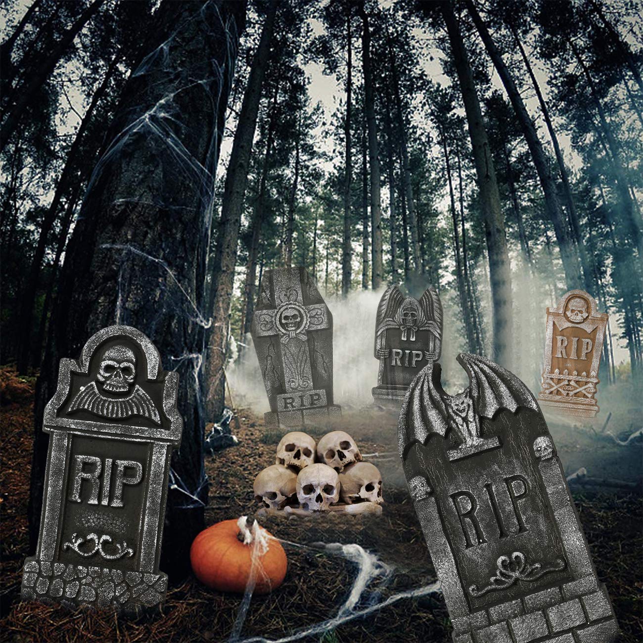 Sunnyglade Halloween Foam Tombstones with metal stakes for ground securing