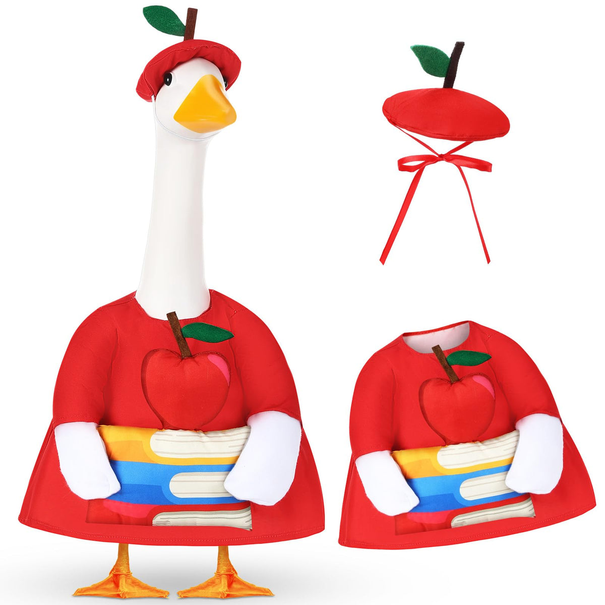 Sunnymove Halloween Goose Outfit Set with apple hat and book pillow T-shirt