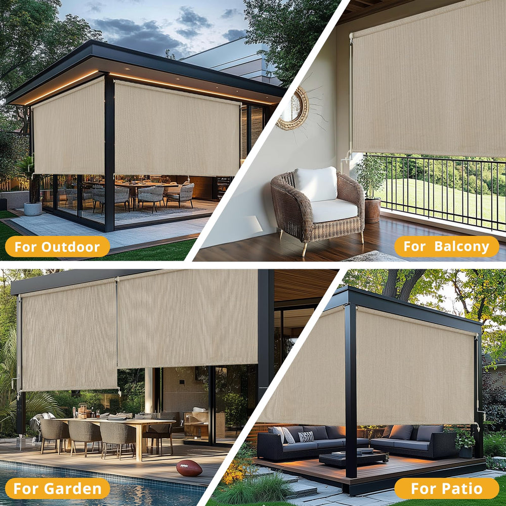 sunoff Outdoor Roller Shades demonstrating sun protection