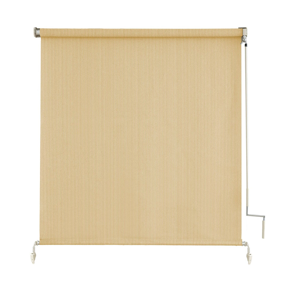 sunoff Outdoor Roller Shades front view in wheat colour