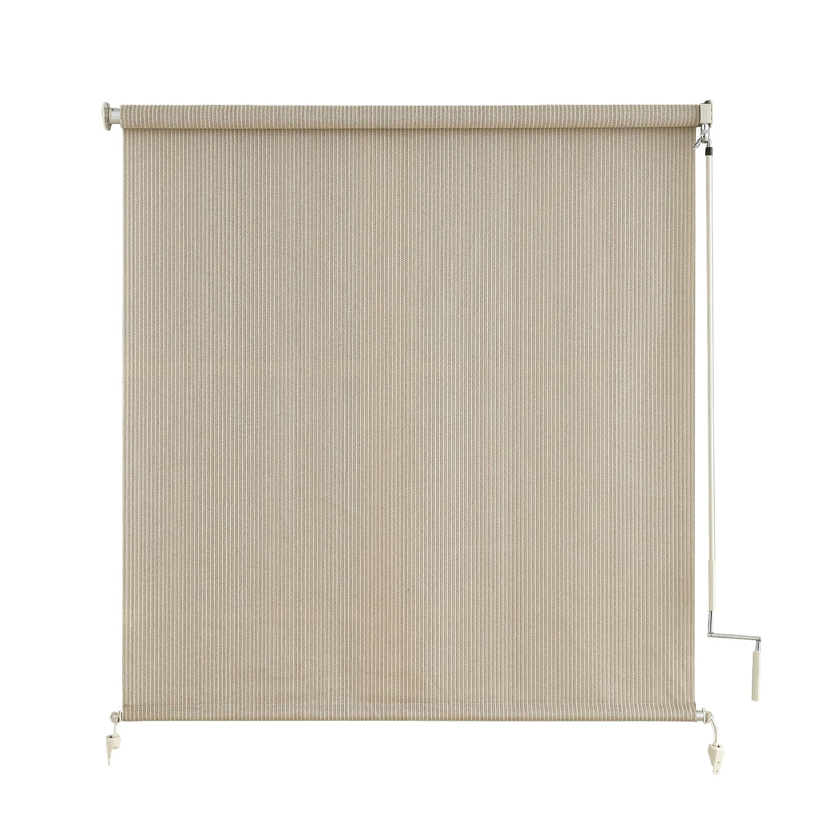 sunoff Outdoor Roller Shades front view with sesame fabric