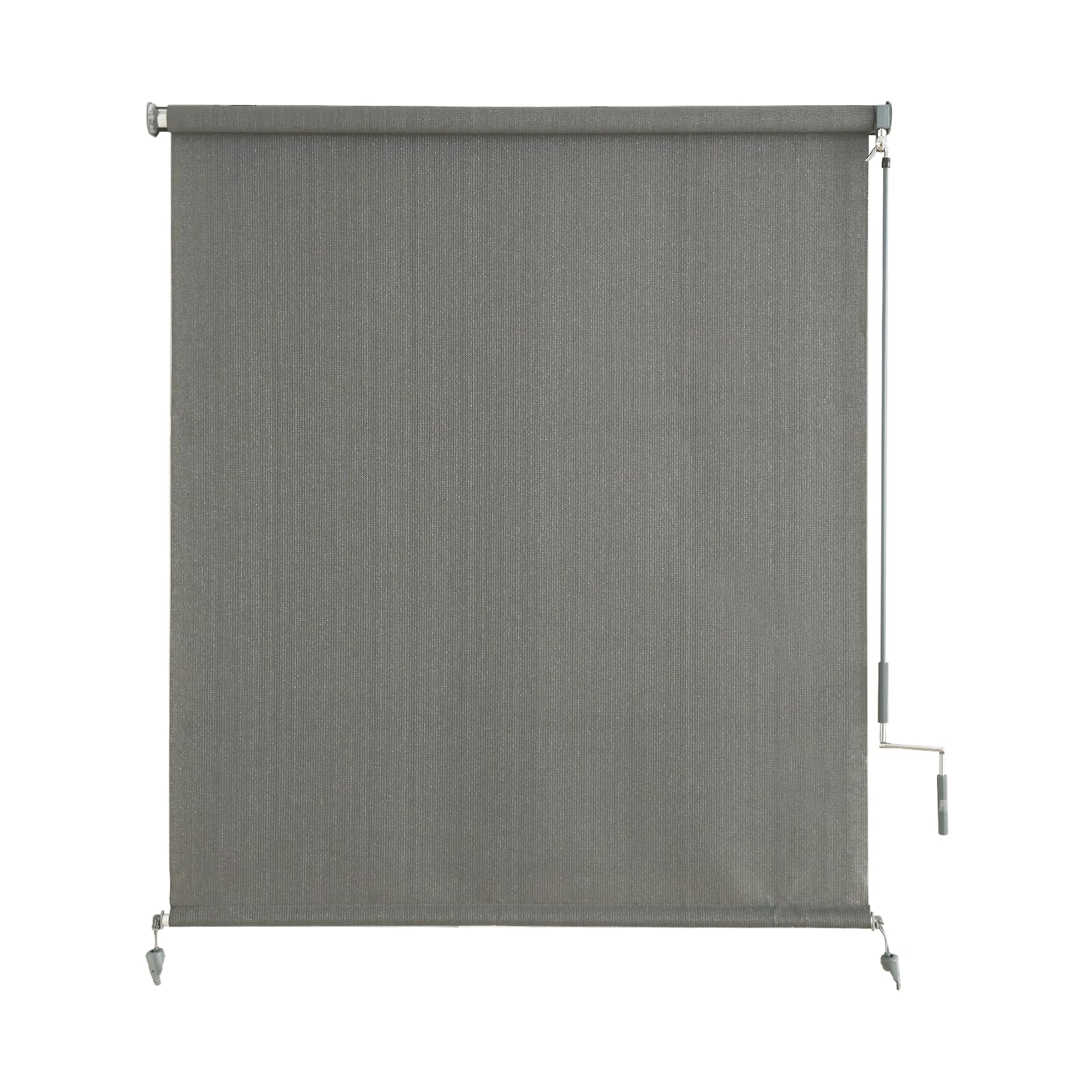 sunoff Outdoor Roller Shades grey fabric front view