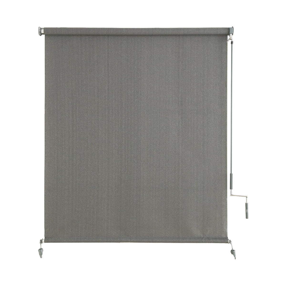 sunoff Outdoor Roller Shades grey fabric front view