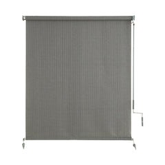 sunoff Outdoor Roller Shades grey fabric front view