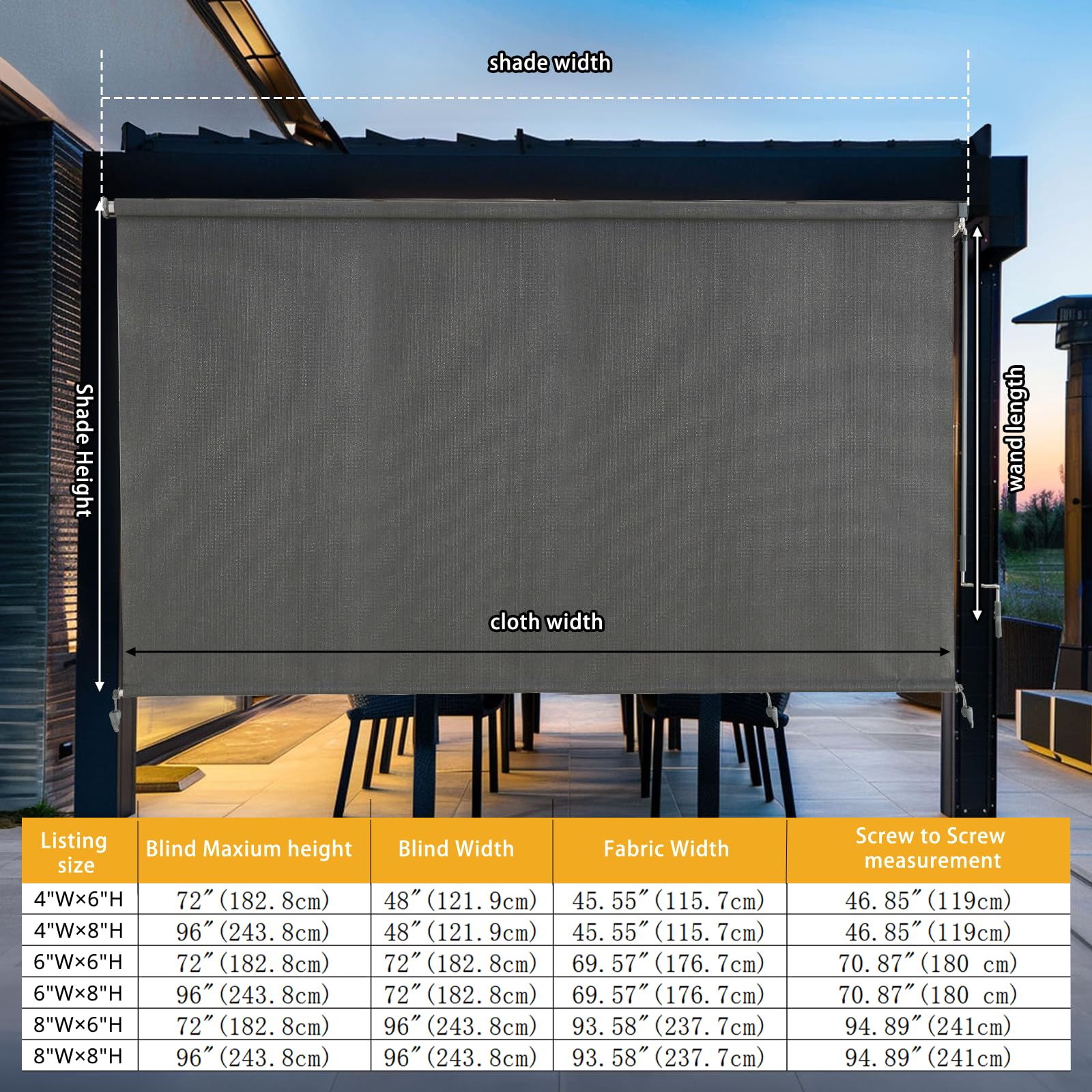 sunoff Outdoor Roller Shades installation poles included