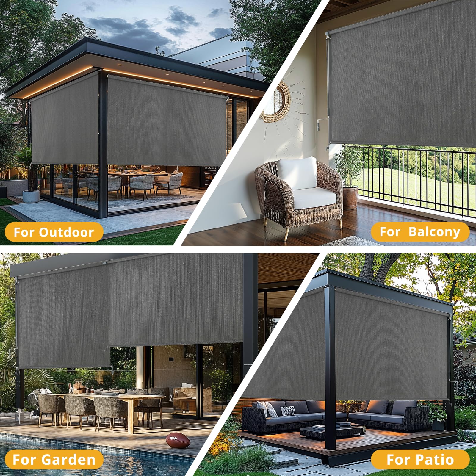 sunoff Outdoor Roller Shades outdoor privacy screen