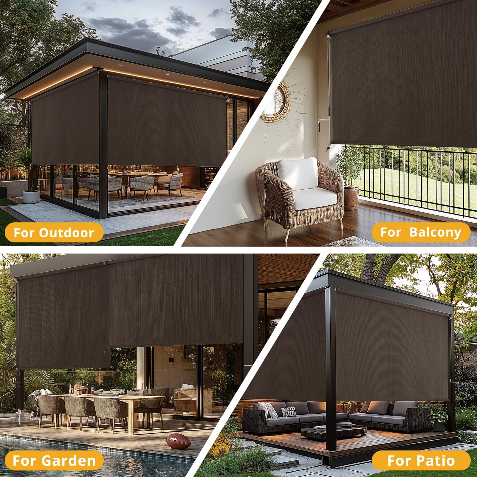 sunoff Outdoor Roller Shades packaging and contents