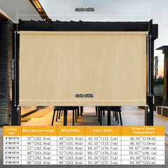 sunoff Outdoor Roller Shades side view with poles