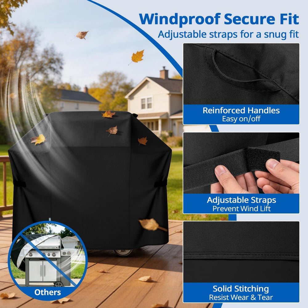 SunPatio 58 Inch Grill Cover side view with FadeStop fabric