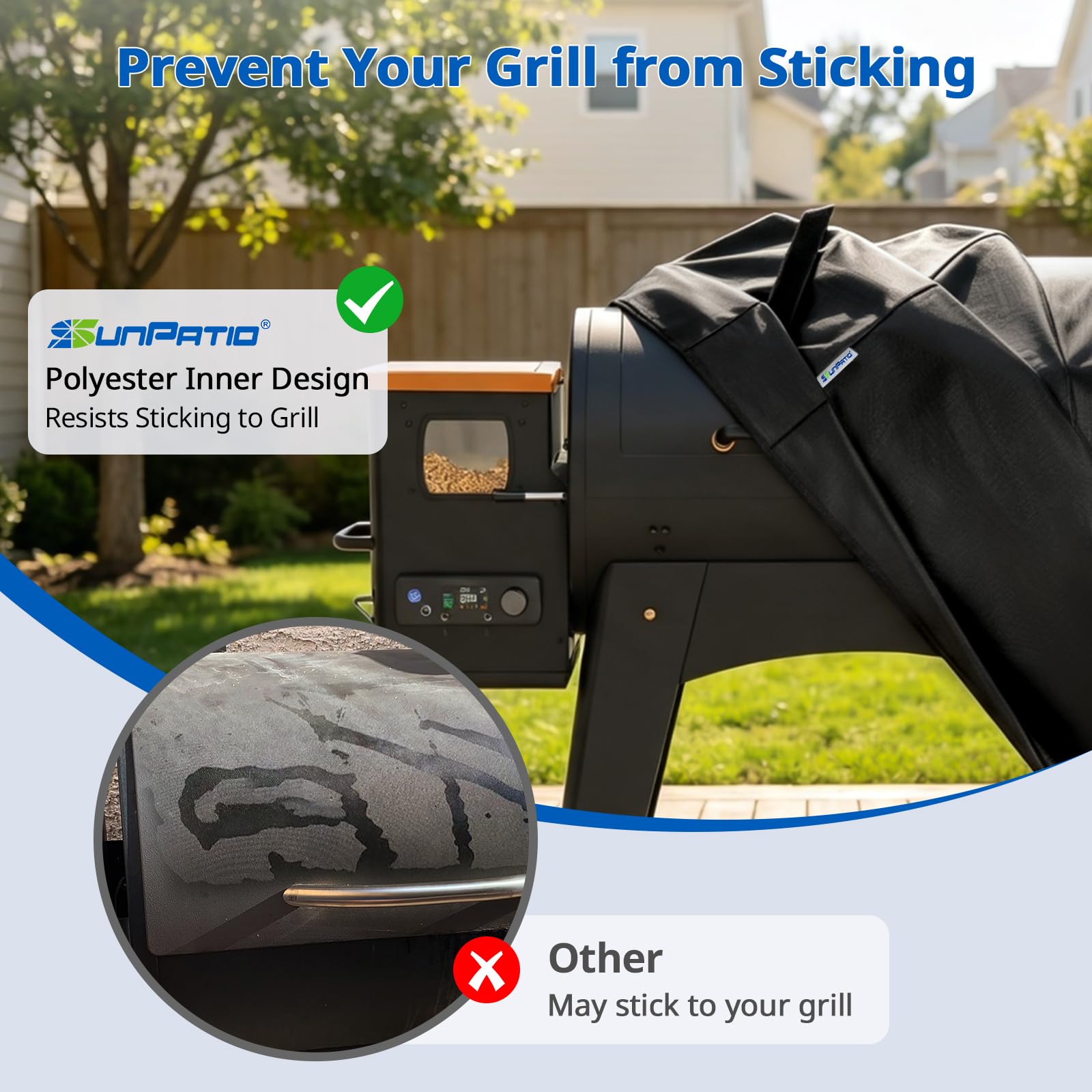 SunPatio BBQ Grill Cover dimensions measurement