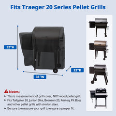 SunPatio grill cover on Traeger 20 Series grill