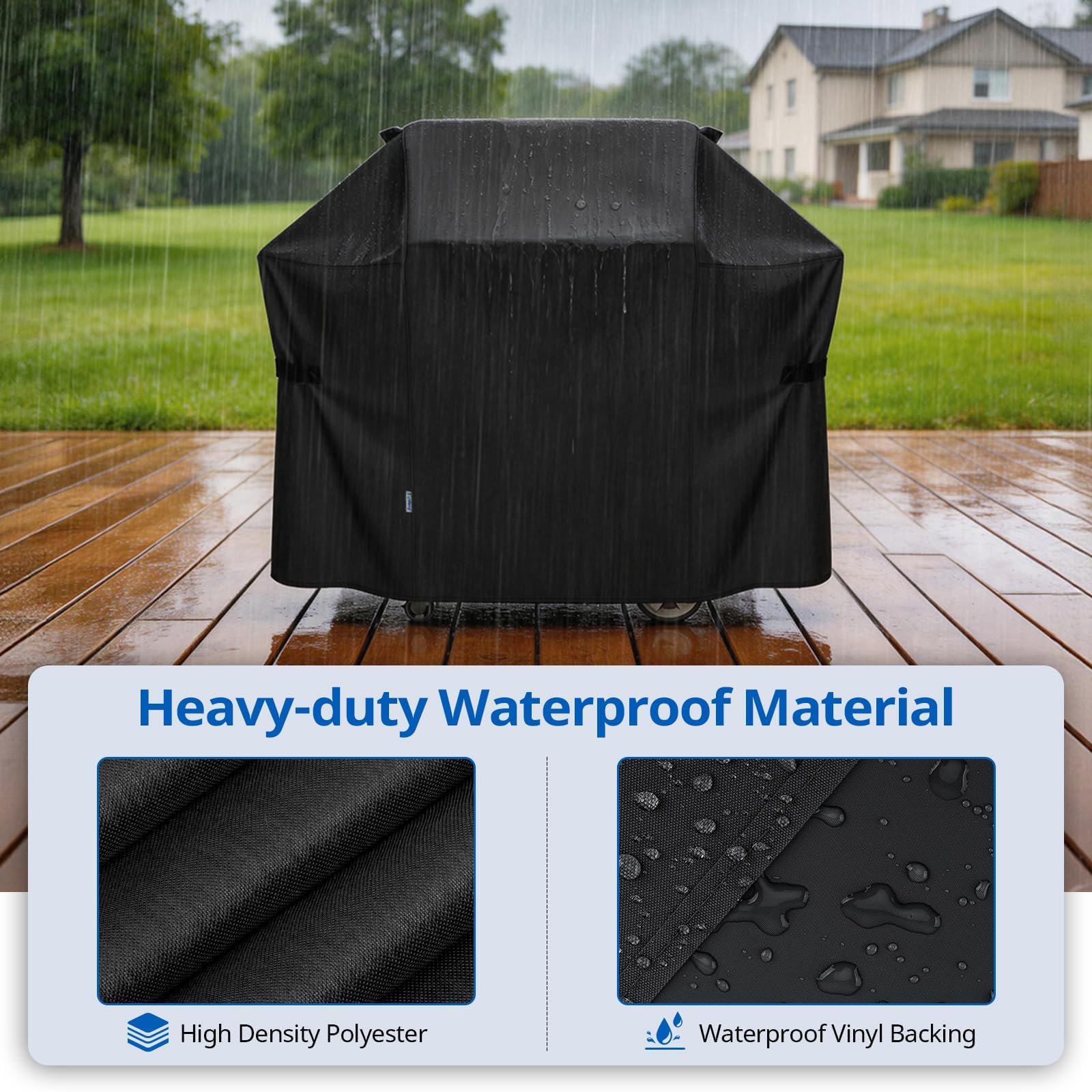 SunPatio Heavy Duty Grill Cover displayed on Weber Genesis II grill