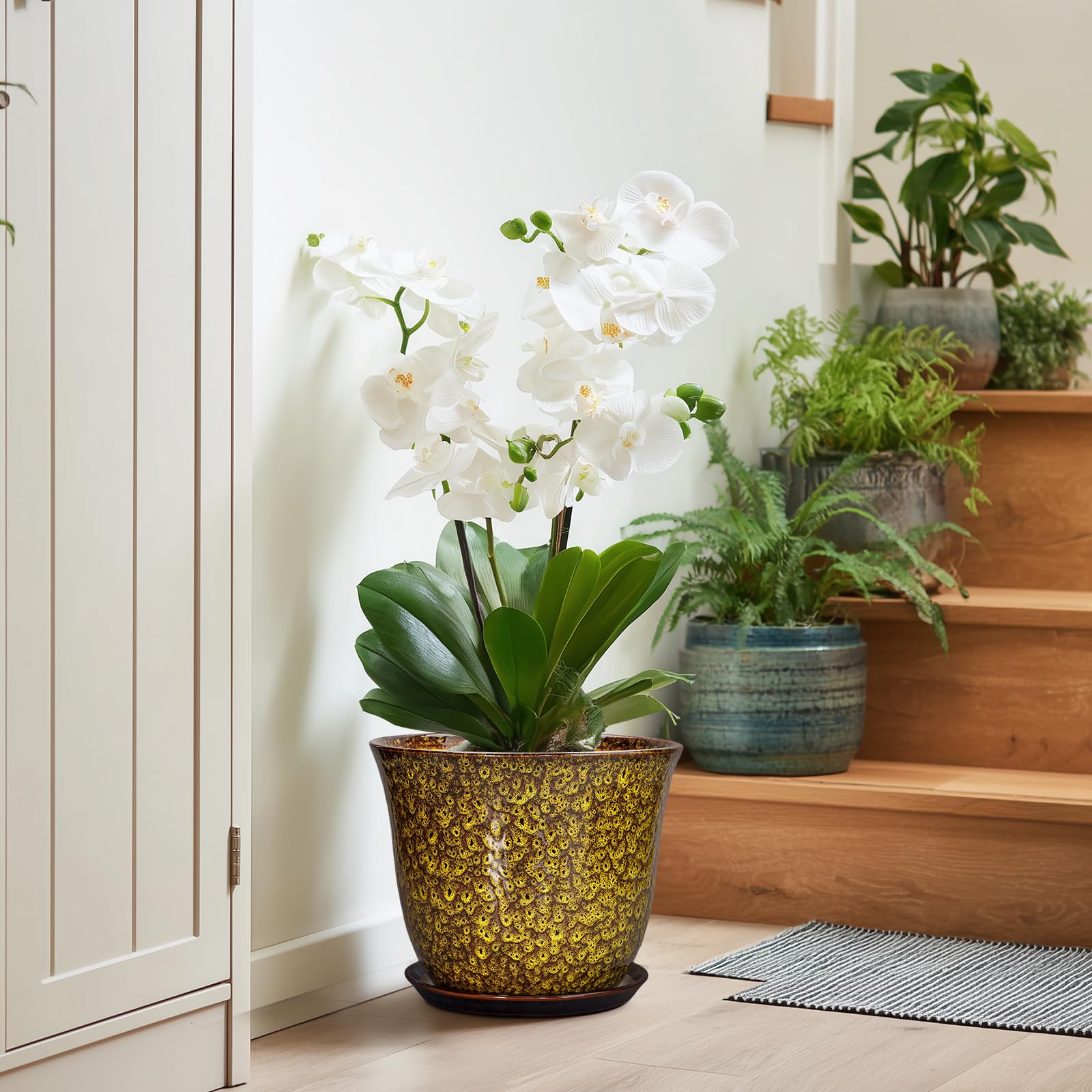 SUNPOTFOR 10 Inch Plant Pot displayed with various indoor plants