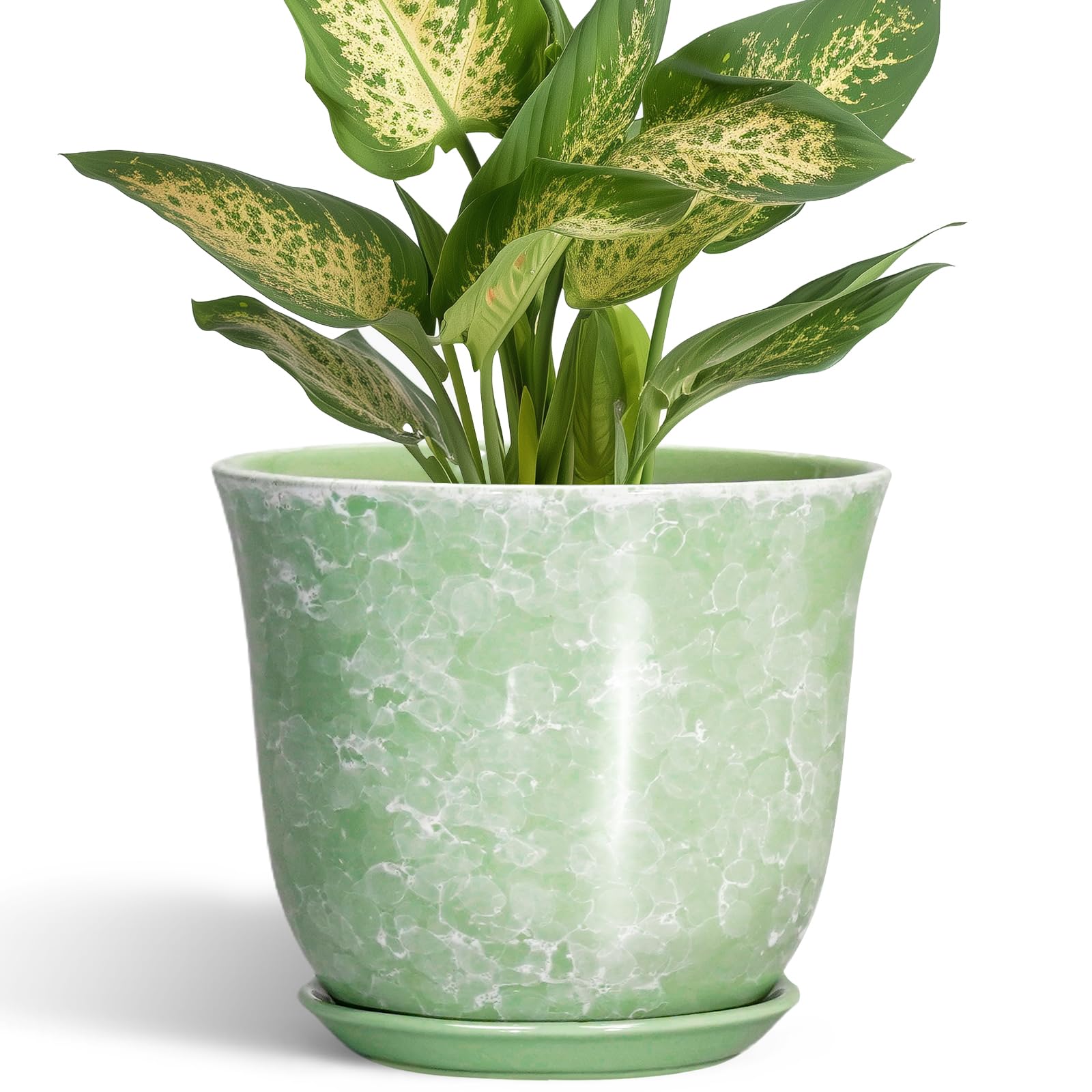 SUNPOTFOR 5.6 Inch Ceramic Plant Pot front view in Gemstone Apple Green