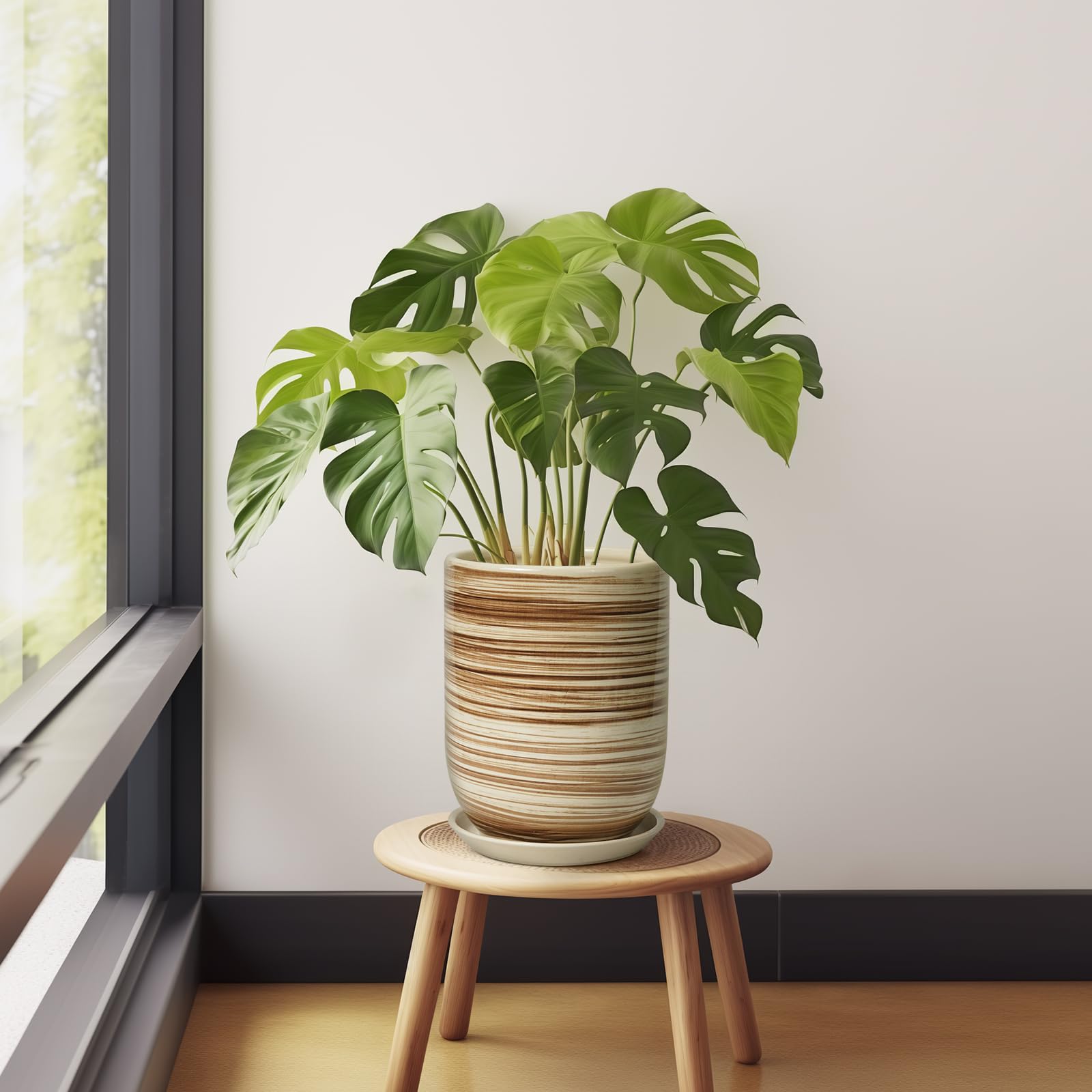 SUNPOTFOR 8 Inch Ceramic Planter with succulent