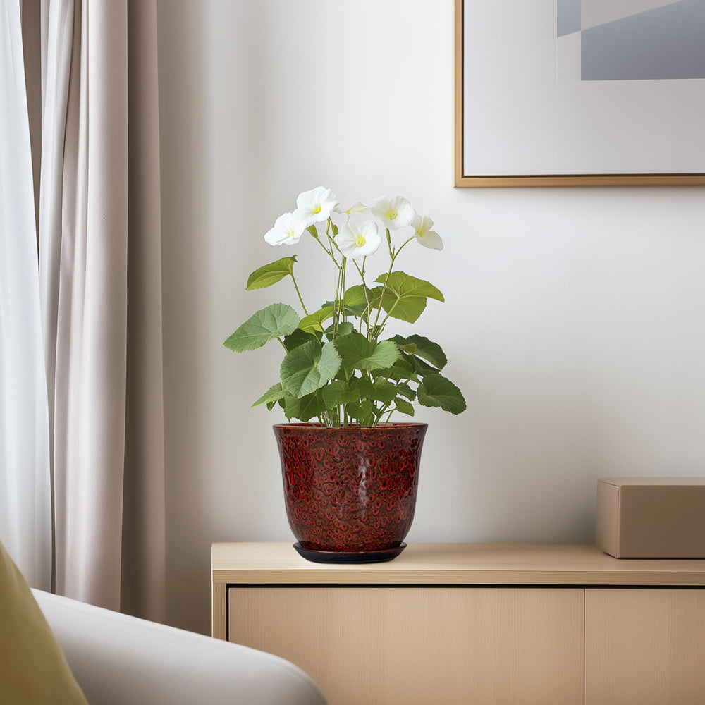 SUNPOTFOR Ceramic Plant Pot displayed on a patio