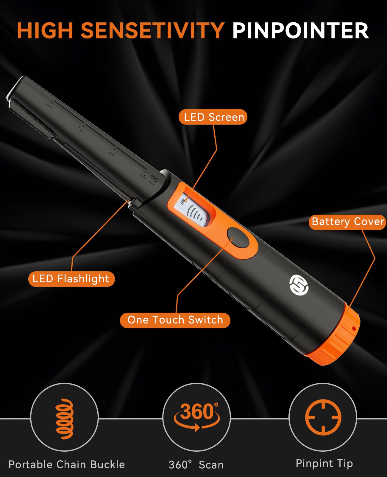 SUNPOW Metal Detector Pinpointer with belt sheath and handbag