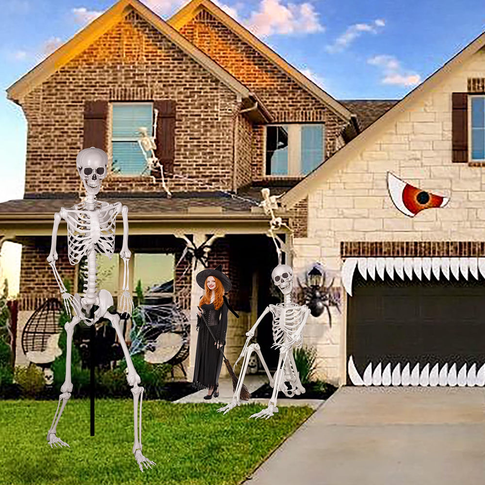 SUNREEK skeleton posed sitting in garden